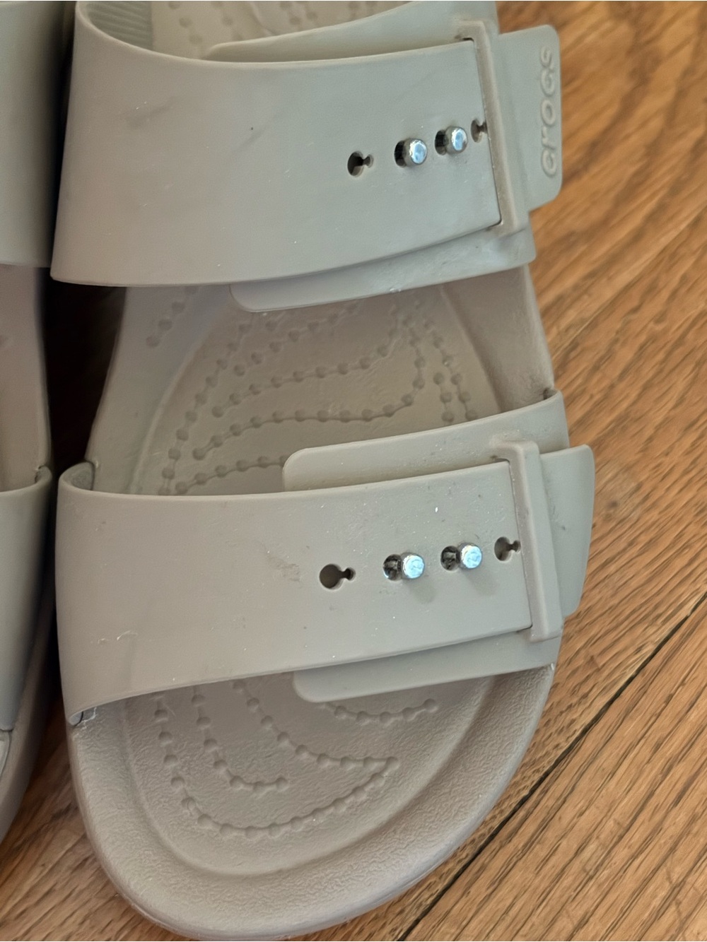 CROCS Women's Double-Strap Slide Sandals in Light Gray - Picture 2 of 5